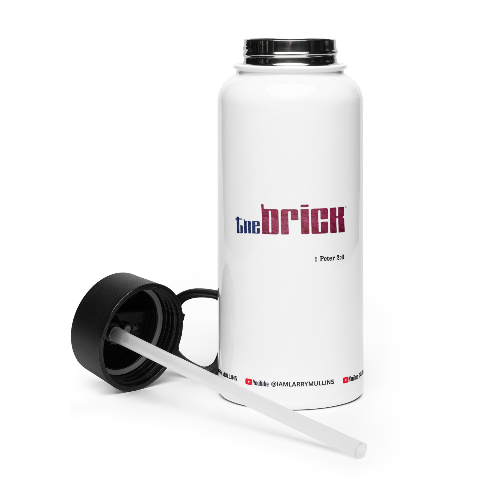 The Brick Stainless steel water bottle with a straw lid